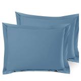 Nestl Soft Pillow Shams Set of 2 - Double Brushed Microfiber Pillow Covers - Hotel Style Premium Bed Pillow Cases, with 1.5â Decorative Flange, Queen 20"x30" - Blue Heaven