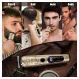 (USED)Gifts for Men, Ufree Beard Trimmer for Men with Charging Stand, IPX7 Waterproof Electric Razor Shavers for Men, Clippers for Hair Cutting, Mens Grooming Kit for Mustache Nose Facial Body