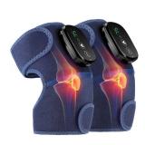 Cordless Knee Massager Heated Shoulder Brace, Knee Heating Pad for Arthritis with Vibration (Pack of 2 Blue)