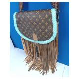 Imitation Louis Vuitton St. Cloud Pm Bag W/Leather Fringe - Boho Design!