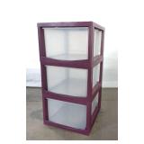 IRIS Plastic Stackable Chest Drawers in Plum Purple, 3 Pack