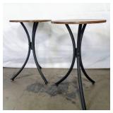 Set of 2 Side Tables with X-Shaped Metal Frame, Small Round Accent Tables, 23" H x 16" W