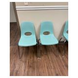 Two stationary childs chairs teal