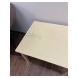 Play table 19 x 26 x 22 in and 3 childs chairs