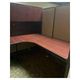 L-shaped desk with hutch and cubicle walls 65h x 74 x 74