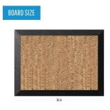 MasterVision Natural Cork Bulletin Board, 36 x 24, Natural Surface, Black Wood Frame