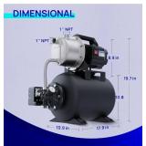 Aquastrong 1.6HP Shallow Well Pump with Pressure Tank, 1320GPH, 115V, Stainless Steel Irrigation Pump, Automatic Water Booster Jet Pump for Home, Garden, Lawn