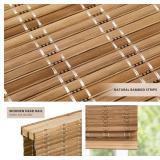 LazBlinds No Tools No Drill Cordless Bamboo Roman Shades, Light Filtering Window Treatment, Roll Up Bamboo Blinds for Window 30