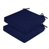 LOVTEX 19x19 Outdoor Chair Cushions Set of 2, Waterproof Patio Cushions for Outdoor Furniture with Removable Cover, Thick Outdoor Seat Cushions for Chairs with Straps and Portable Handle(Navy)