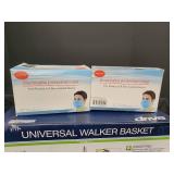 NIB Universal Walker Basket and (2) New Boxes of Disposable Face Masks