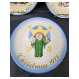 Schmid Christmas Plates - "The Nativity" 1973, "Guardian Angel" 1974, "Christmas Child" 1975, "Herald Angel" 1977 (original box), and 1st Edition 1971 (original box)