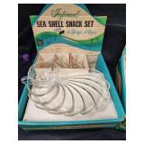 (2) Hazel Ware Seashell Snack Sets in Original Box (8 serving sets)