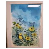 Sunflower and Meadowlark Watercolor Painting by Ellen Groves from Elyria Ks