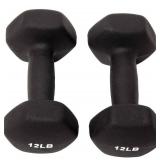 Set of 2 12lb BalanceFrom Neoprene Coated Non-Slip Grip Dumbbell Weights