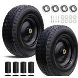 2 Pack 14.5" Tire and Wheel Flat Free, Replacement Solid Tire Fits 4.80/4.00-8, 3.50/2.50-8, 4.00-6, 4.00-8, 5/8" Bearing