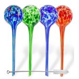 New Aqua Plant Watering Globes Large - 4pc Deluxe Set - Automatic Watering Bulbs w/ Cleaning Brush