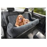 Dog Car Seat for Large Dog Under 100LBS,Dog Car Bed Pet Booster Back Seat Removable Washable Pet Travel Safety Car Seat with Safety Tethers/Storage Pocket,Only for Car Back Seat-Gray