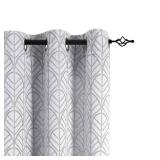 jinchan Light Filtering Curtains for Living Room Bedroom 63 inches Length Jacquard Curtain Farmhouse French Country Opaque Leaf Pattern Curtains Grey Grommet 2 Panels Window Curtains Drapes Set Gray