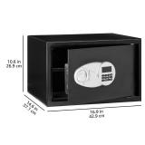 Amazon Basics Steel Security Safe with Programmable Electronic Keypad - Secure Cash, Jewelry, ID Documents, 1.2 Cubic Feet, Black, 16.93"W x 14.57"D x 10.63"H - Retail: $111.82