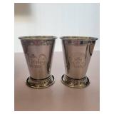 Yoande 8 Pcs 12 oz Mint Julep Cup Classic Stainless Steel Horse Racing Cups with 8 Straws and 4 Brushes Beaded Trim Border Silver Cups for Anniversary Bourbon Whiskey Party Supplies