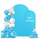 Set of 2 Wedding Arch Cover 2-Sided Round Top Spandex Fitted Arch Backdrop Cover for Birthday Party Baby Shower Wedding Arch Stand Decorations?7.2FT, 6FT, Blue?