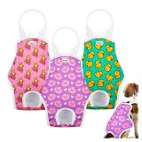 Docuwee Dog Diapers Sanitary Panties with Adjustable Suspender 3 Pack Washable Reusable Dog Period Panties Pet Underwear Diaper Jumpsuits for Female Dogs in Heat Period, Duck Pig Dog Pattern, M