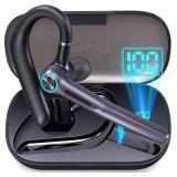 Bluetooth Headset Wireless Earpiece 60Hrs Playback Built-in Dual Mic Noise Canceling Wireless Headset Earphone with 400mAh LED Charging Case for Business Office Trucker