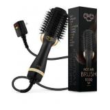 Professional Blowout Hair Dryer Brush, Black Gold Dryer and Volumizer, Hot Air Brush for Women, 75MM Oval Shape (Black Gold)