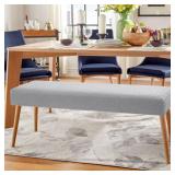 YISUN New Dining Bench Cover, Stretch Wear-Resistant Bench Slipcovers, Anti-Slip Removable Bench Covers for Living Room, Bedroom, Kitchen (Weave Light Grey)