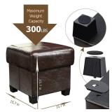 GLAXYFUR Storage Ottoman Cube Folding Footstool PU Leather Storage Bench with Legs, Toy Chest for Living Room, Bedroom, 15.7 x 15.7 x15.7 Inches, Brown