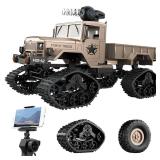RC Hobby Toys Military Truck Off-Road Sport Cars 4WD 2.4Ghz All Terrain Vehicle with Wi-Fi HD Camera Gifts for Kids and Adults Retail $70.05