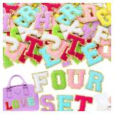 104 Pieces Self Adhesive Chenille Letter Patches Dupes Glitter Initial for Clothing DIY Mobile Phone Backpacks Hat (Multicolor) Count Not Verified Retail $41.61