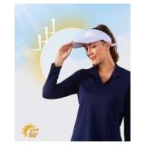 UPF 50+Long Sleeve Shirts 1/4 Zipper Sun Protection Outdoor T-shirt Lightweight Quick Dry Tops Hiking Running Activewear - Navy(S) Retail $12.59