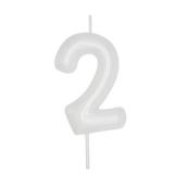 DERVENTA Number Candle White 2.36 inch Party Celebration Anniversary Decoration Perfect Birthday Brunch Dessert Cake Topper 1 Piece (Number 2 White)