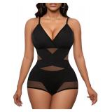 Avidlove Body Shapewear for Women Body Shaper Tummy Control Shapewear Body Suits with Snap Crotch(Black,Large)