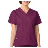 WonderWink Womens Origins Bravo V-neck Top Medical Scrubs Shirt, Wine, Medium US