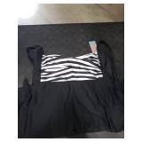 Smismivo Plus Size Swimsuit for Women Vintage One Piece Bathing Suit Retro Push Up Swimdress Halter Swim Dress Swimwear for Swimming Pool (Black Stripe) 2XL
