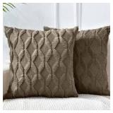 Lhkis Throw Pillow Covers Brown 20x20" 2 Pack