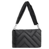 BOSTANTEN Quilted Crossbody Bags for Women Puffer Bag Designer Purse Lightweight Shoulder Handbags (A02-Black)