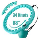 OurStarry 34 Knots Weighted Workout Hoop Plus Size, Smart Waist Exercise Ring for Adults Weight Loss (32 Knots Green)