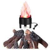 Electronic 3D Led Fake Flames Effect Night Lamp Led Artificial Flickering Fire Flame with 10 Pieces Gas Fireplace Logs Simulated Flame Lamp for Halloween Christmas Indoor Home Party Decorations