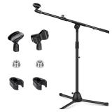 CAHAYA Microphone Stand Heavy-Duty Super Resistent Tripod Boom Universal Mic Stand with 2 Mic Clips for Most Mics Height Adjustable Mic Stand for Singing Wedding Performance CY0330