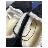 West Loop Womens Memory Foam Moccasins Black Size Medium 7 8 White Faux Fur 5116