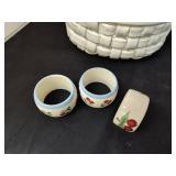 (2) Ceramic Cherry Baskets, (3) Napkin Holders