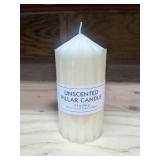 Ribbed Pillar 2.8" x 6.3" x 2.8" Ivory Unscented Candle