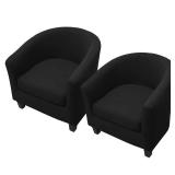 WOMACO 2 Pieces Club Chair Slipcover Printed Stretch Armchair Tub Round Barrel Swivel Chair Covers withc Cushion Cover Elastic Bottom Sofa Furniture Protector for Tullsta (2, Black)
