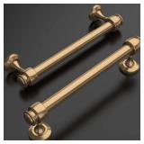 Amerdeco 10 Pack Champagne Bronze Cabinet Pulls 5 Inch Hole Centers, 6 Inch Length Handles for Kitchen Cabinet Hardware,Solid Cabinet Handles for Bathroom Drawer Handles IH0005