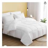 100% Cotton Covered Down Comforter, Ultra-Soft Skin-Friendly Cloud Breathable All Seasons (Full White 82x86) (Retail $49.90)