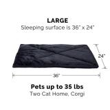 Furhaven ThermaNAP Self-Warming Cat Bed for Indoor Cats & Large/Medium Dogs, Washable & Reflects Body Heat - Quilted Faux Fur Reflective Bed Mat - Black, Large