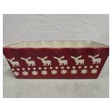 Circa Rustic Reindeer and Snowflake Red Rectangle Bread Baker Christmas
